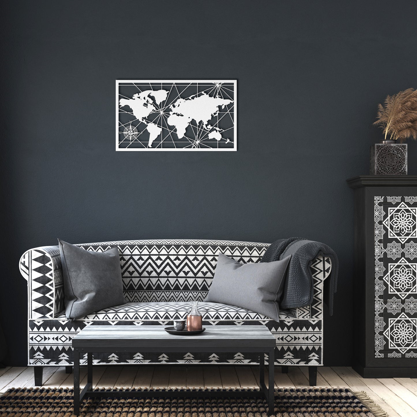 World Map Metal Decor